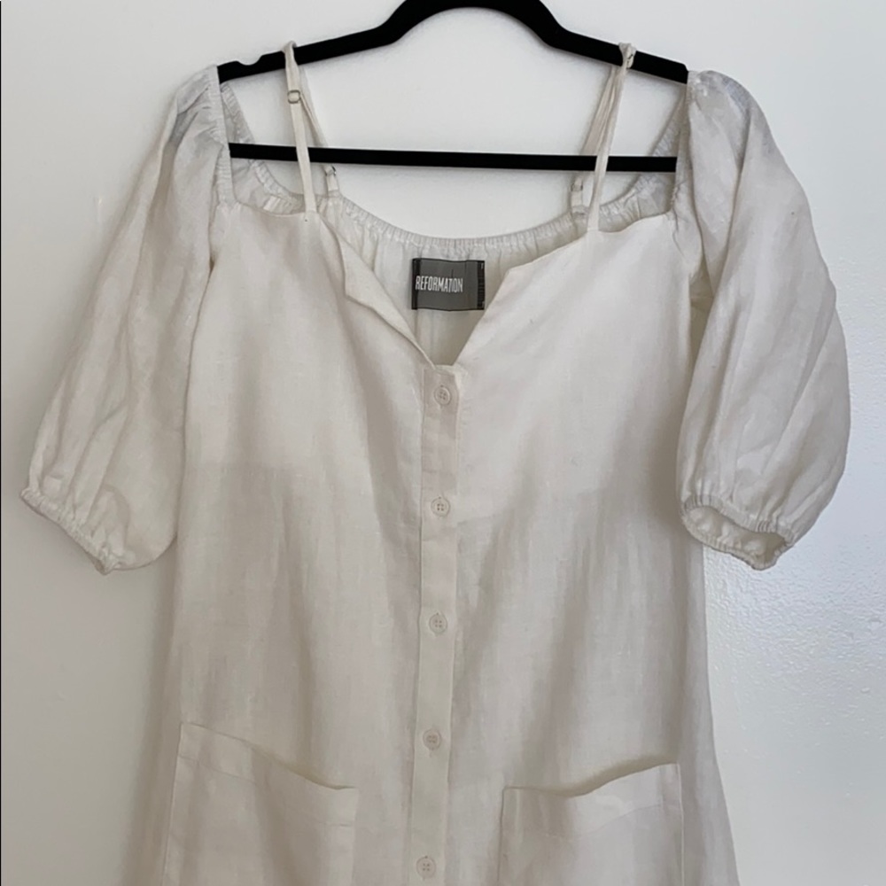 White linen dress